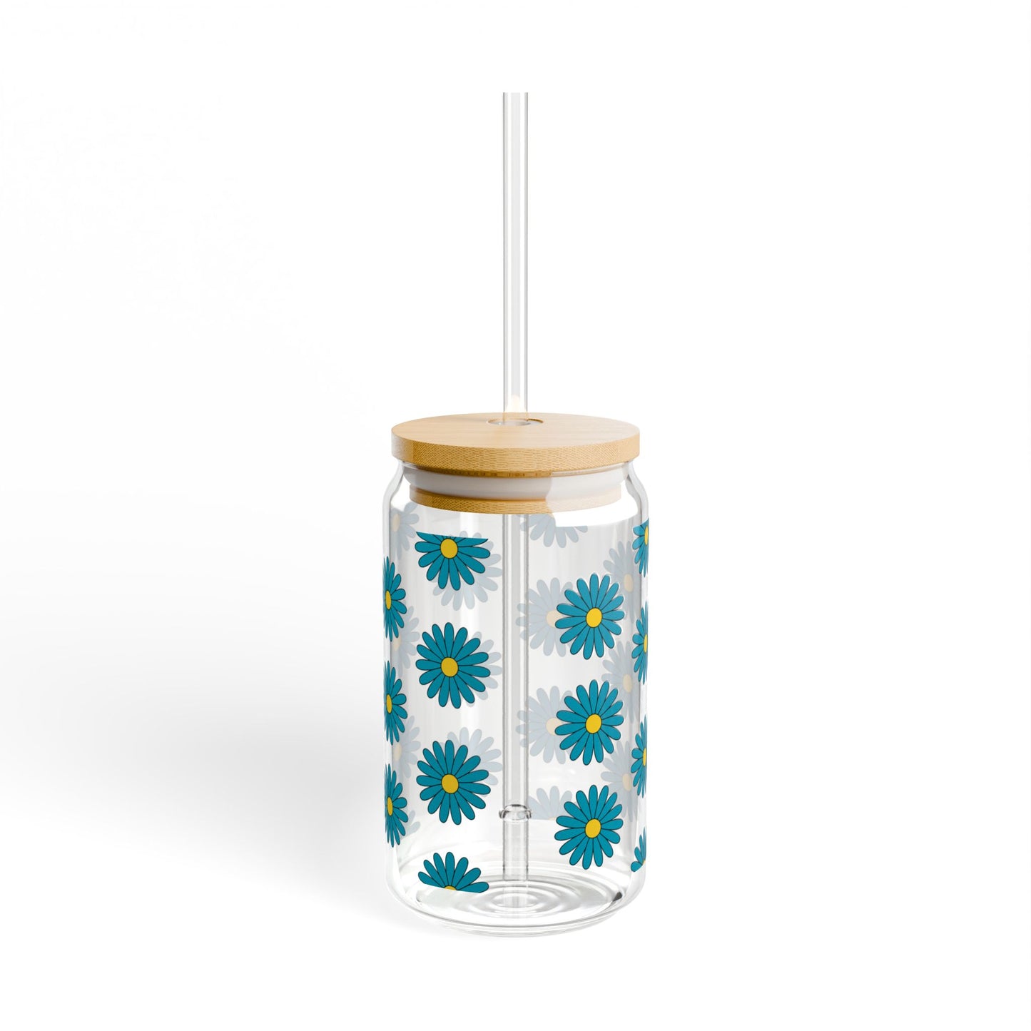 Floral Sipper Glass, Summer Drinkware, Gift for Her, Straw, Housewarming Decor
