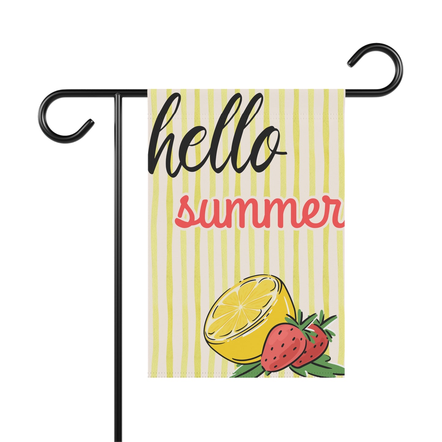 Hello Summer Garden Flag – Lemons and Strawberries Design – Bright Seasonal Yard Decor for Porch, Patio, or Garden